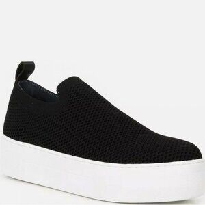 Deltan Carter Black Stretch Knit Platform Sneakers | Size 7.5